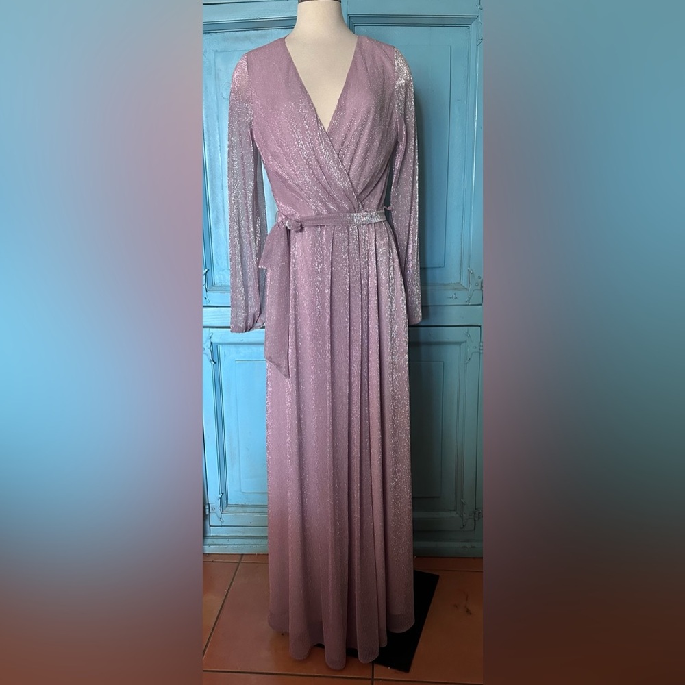 Frank Lyman Design Sparkling Mauve Long Sleeve Dress